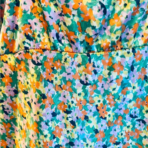 Wild Fable Multi Floral Print Empire Waist Satin Lace Trim Maxi Dress, Size XL - Picture 5 of 11